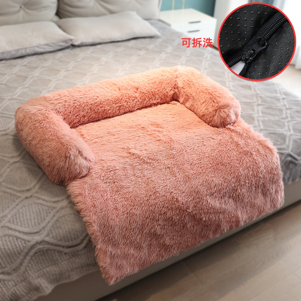 Winter Large Dog Sofa Bed with Zipper Dogs Bed Removable Cover Plush Kennel Cat Beds Mats House Sofa Bed Mat for Large Dog